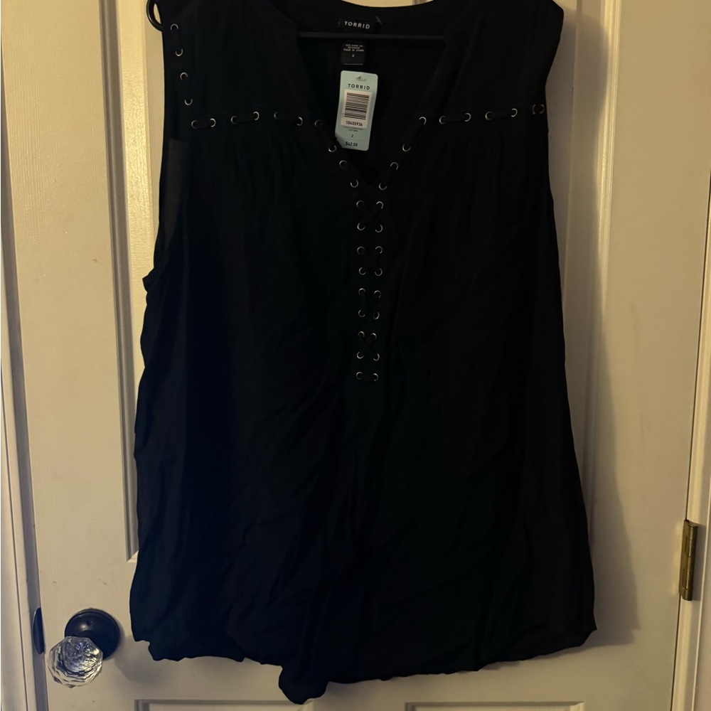 Torrid Black Eyelet Detail Blouse